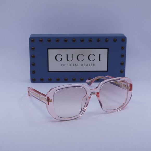 Gucci GG1557SK 003 Square Sunglasses - Transparent Nude/Pink - Picture 1 of 12